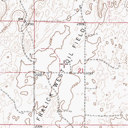 Topographic Map of Fralick West Oil Field, KS