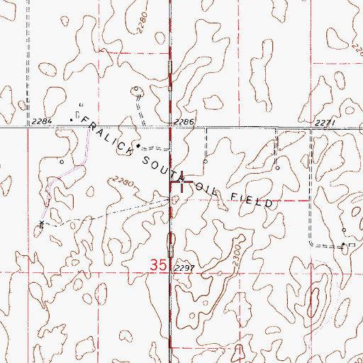 Topographic Map of Fralick South Oil Field, KS