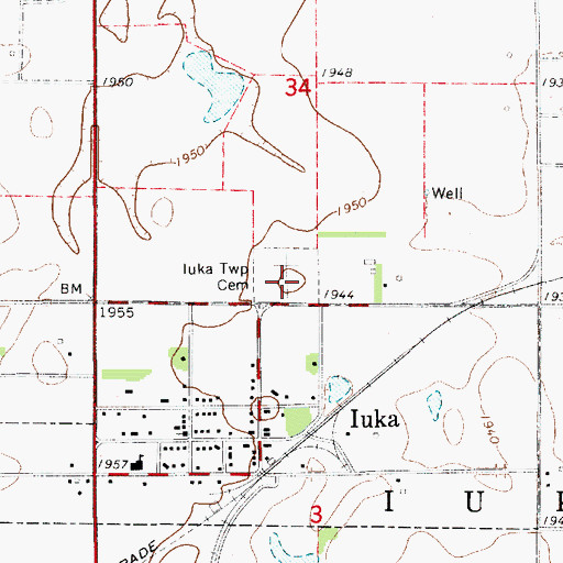 Topographic Map of Iuka Township Cemetery, KS