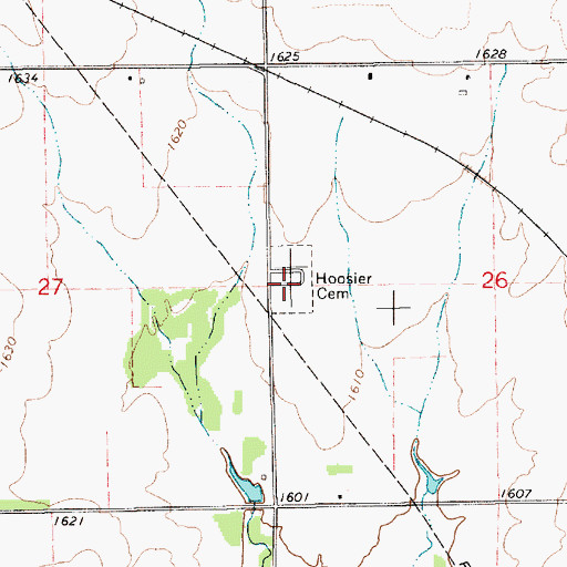 Topographic Map of Hoosier Cemetery, KS