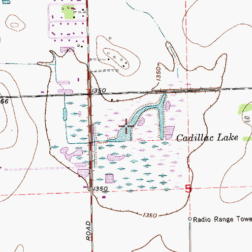 Topographic Map of Cadillac Lake, KS