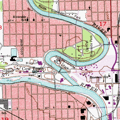 Topographic Map of South Riverside Park, KS