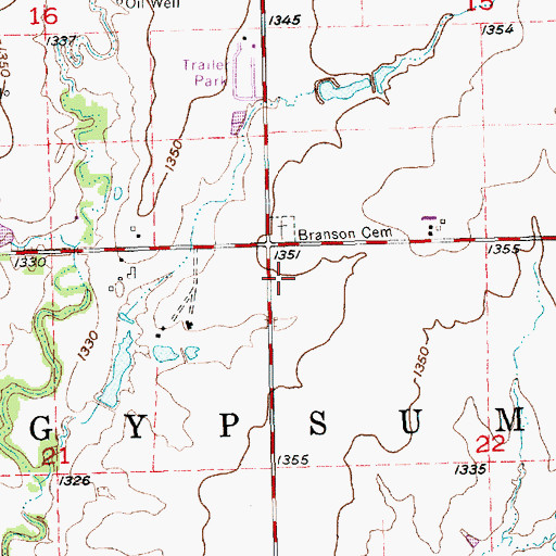 Topographic Map of Township of Gypsum, KS