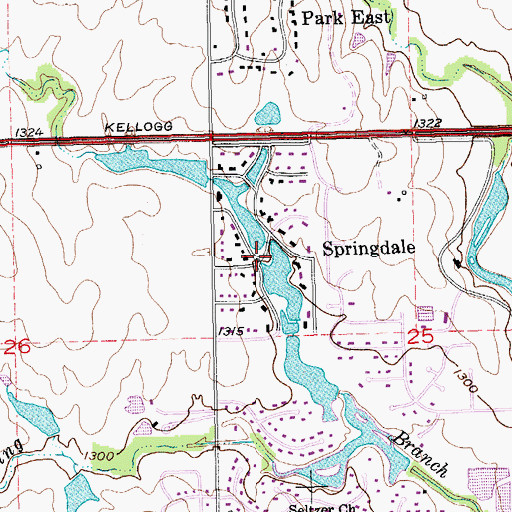 Topographic Map of Springdale, KS