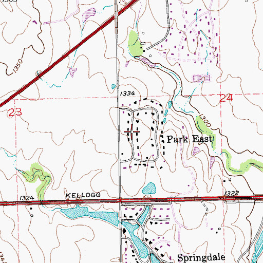 Topographic Map of Park East, KS