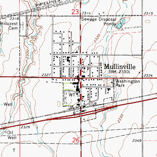Topographic Map of Mullinville, KS