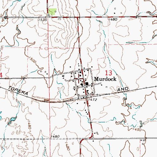 Topographic Map of Murdock, KS