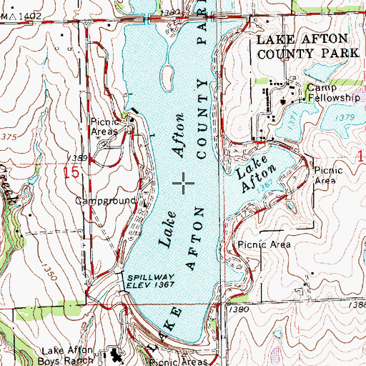 Topographic Map of Lake Afton, KS