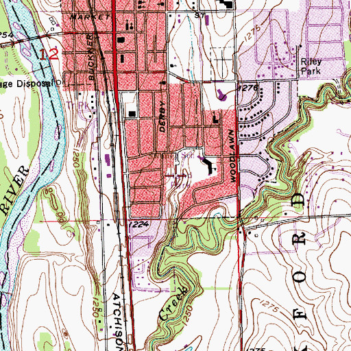 Topographic Map of Hand Park, KS