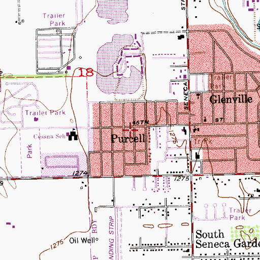 Topographic Map of Purcell, KS