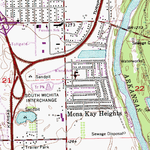 Topographic Map of White Elementary School, KS