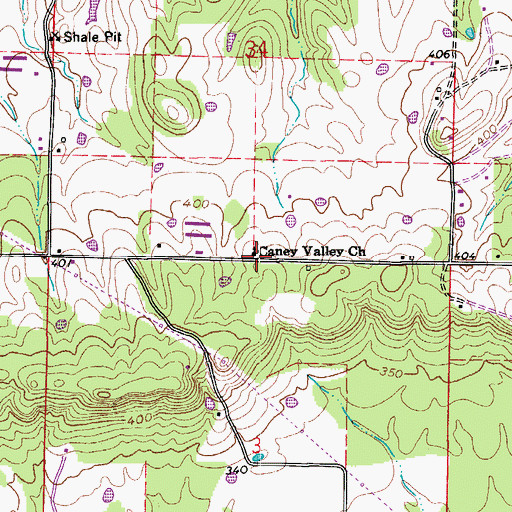 Topographic Map of Caney Valley Church, AR
