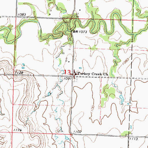 Topographic Map of Turkey Creek United Methodist Church, KS