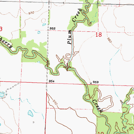 Topographic Map of Plum Creek, KS