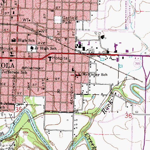 Topographic Map of McKinley Elementary School, KS