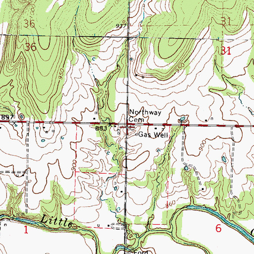 Topographic Map of Northway Cemetery, KS