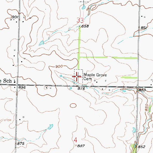 Topographic Map of Maple Grove Cemetery, KS