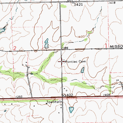 Topographic Map of Pontiac Cemetery, KS