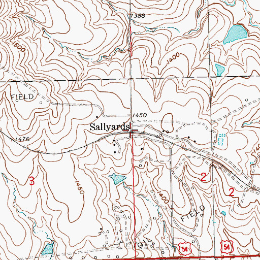 Topographic Map of Sallyards, KS