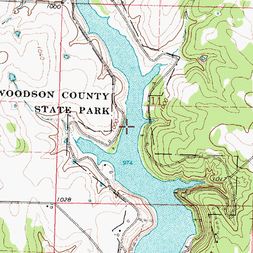 Topographic Map of Woodson County State Park, KS