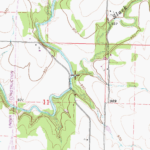 Topographic Map of Slack Creek, KS