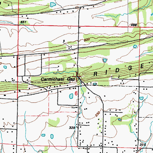Topographic Map of Carmichael Gap, AR