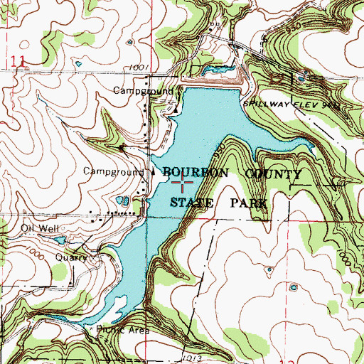 Topographic Map of Bourbon County State Park, KS