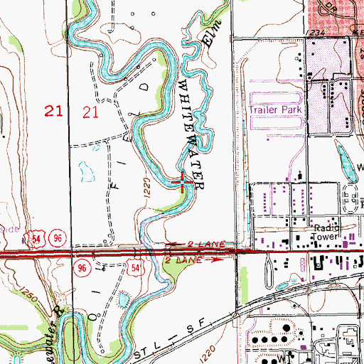 Topographic Map of Elm Creek, KS