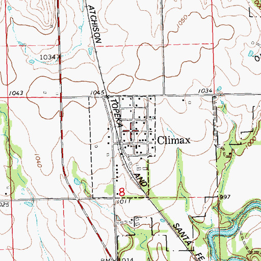 Topographic Map of Climax, KS