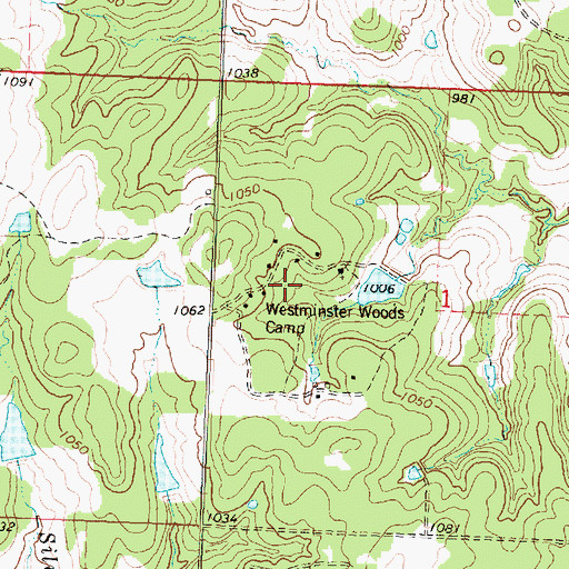 Topographic Map of Westminster Woods Camp, KS