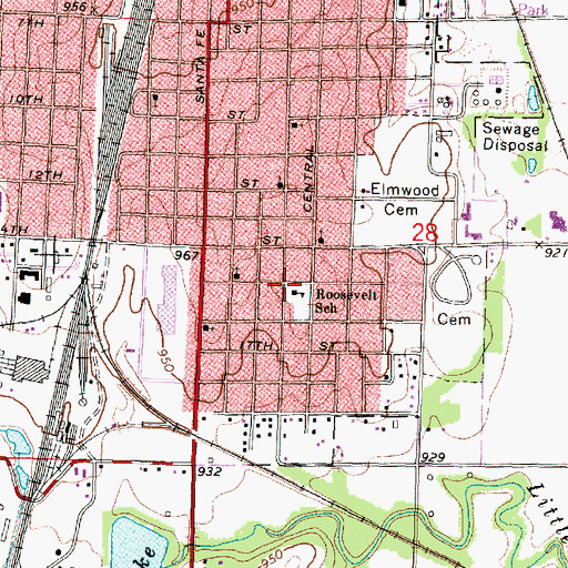 Topographic Map of Roosevelt Elementary School, KS