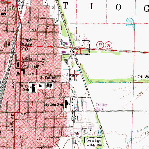 Topographic Map of Katy Park, KS