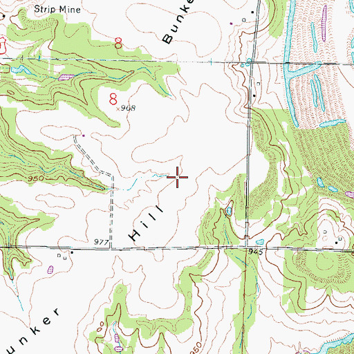 Topographic Map of Bunker Hill, KS