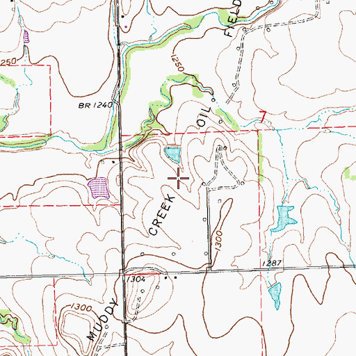 Topographic Map of Muddy Creek Oil Field, KS