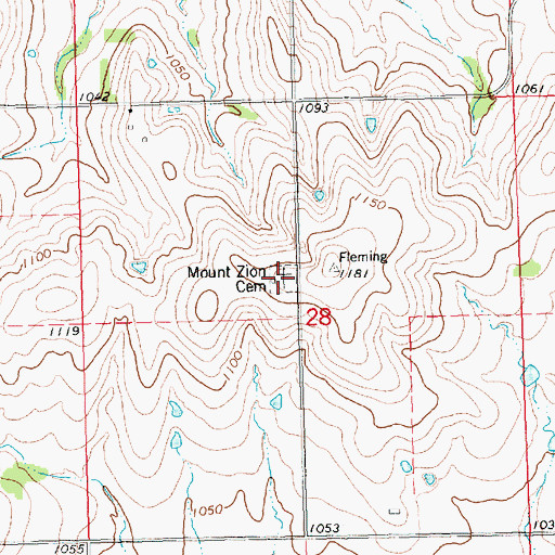 Topographic Map of Mount Zion Cemetery, KS
