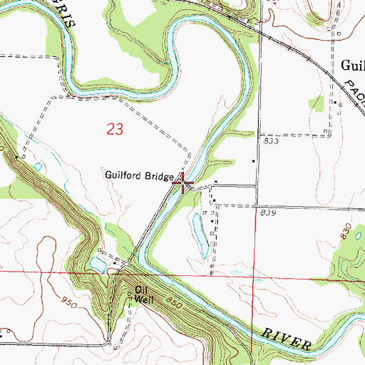 Topographic Map of Guilford Bridge, KS