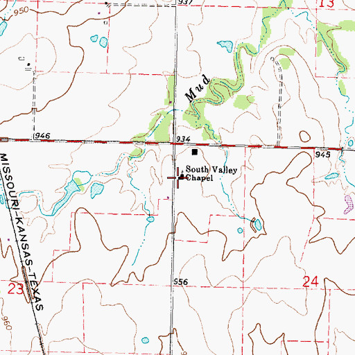 Topographic Map of South Valley Chapel, KS