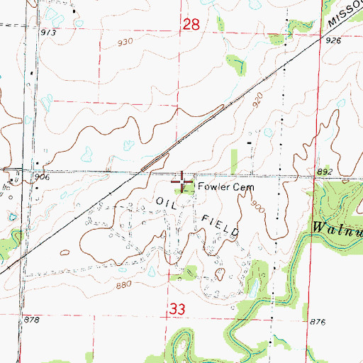 Topographic Map of Fowler Cemetery, KS