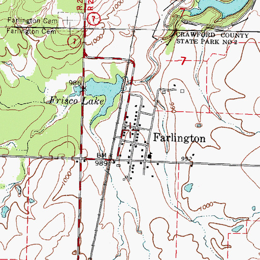 Topographic Map of Farlington, KS