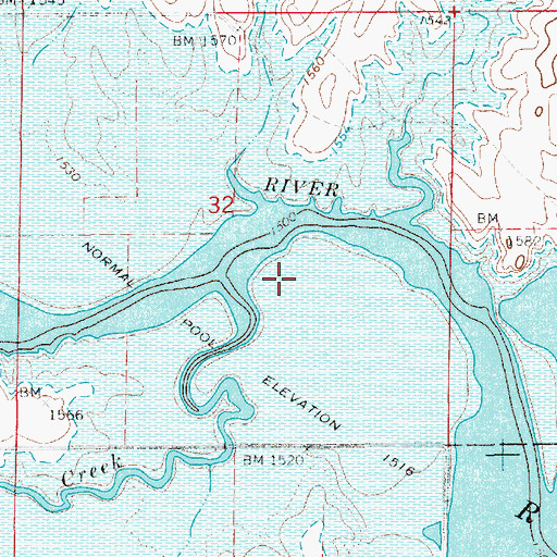 Topographic Map of Cedar Creek, KS