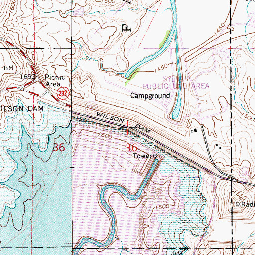 Topographic Map of Wilson Dam, KS