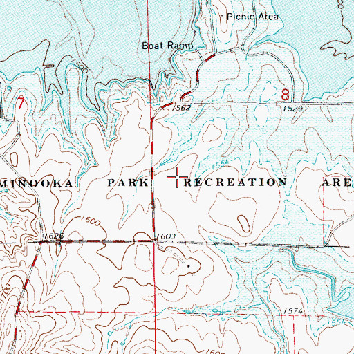 Topographic Map of Minooka Park Recreation Area, KS