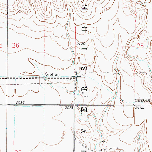 Topographic Map of Cedar Bluff Canal, KS