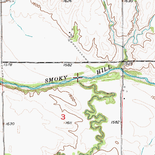 Topographic Map of Blood Creek, KS