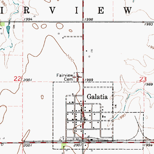 Topographic Map of Fairview Cemetery, KS