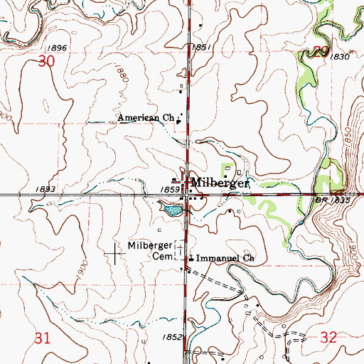 Topographic Map of Milberger, KS