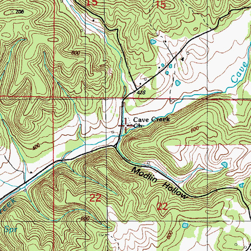 Topographic Map of Cave Creek Church, AR