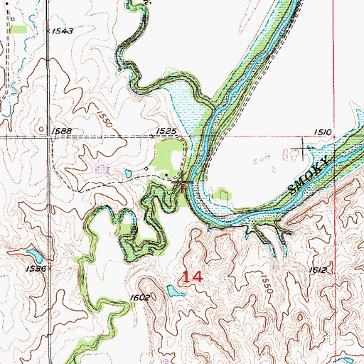 Topographic Map of Ash Creek, KS