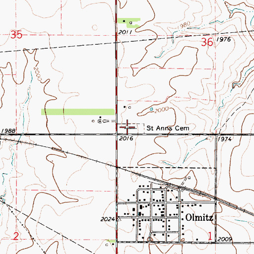 Topographic Map of Saint Anns Cemetery, KS