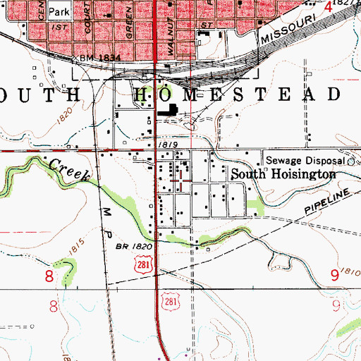 Topographic Map of South Hoisington, KS